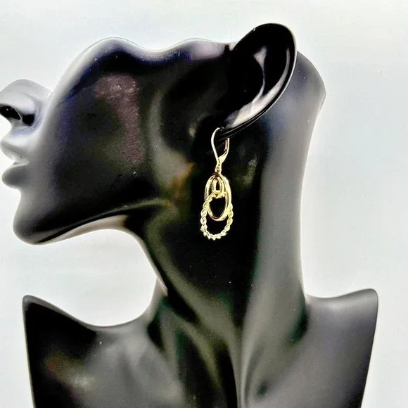 Emberly set of 2 - small gold earrings sets hoops and dangle NEW - Picture 2 of 8
